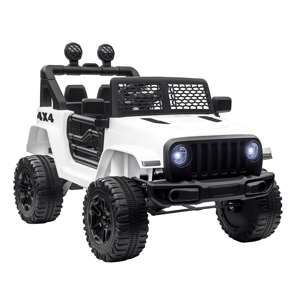 Voiture électrique Enfant Propulsion arrière 12 V 5 Km/h Max. télécommande Incluse Effets Lumineux sonores dim. 100L x 65l x 72H cm Blanc