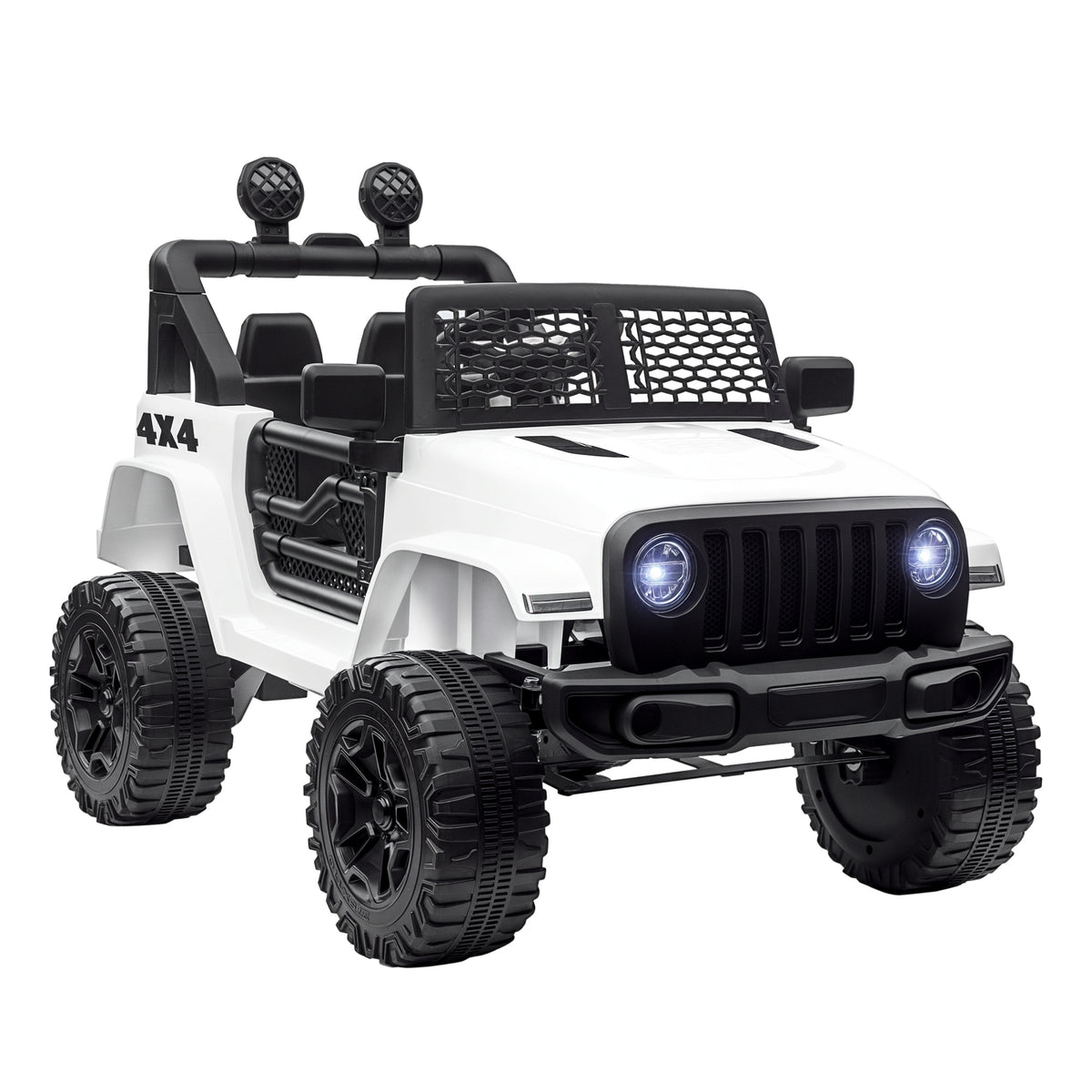 Voiture électrique Enfant Propulsion arrière 12 V 5 Km/h Max. télécommande Incluse Effets Lumineux sonores dim. 100L x 65l x 72H cm Blanc