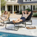 Transat de Jardin Chaise Longue Pliante Bain de Soleil pour Lecture Noir