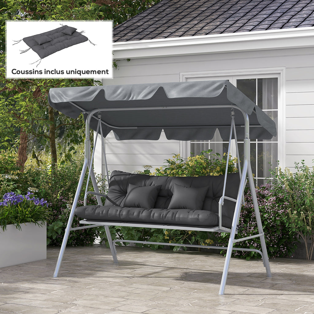 Ensemble de 4 coussins d'extérieur pour balancelle de jardin, 1 coussin d'assise coussins de dossier et 2 oreillers