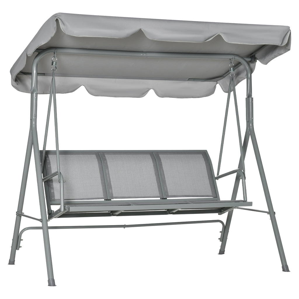 Balançoire de jardin 3 places Hollywoodschaukel avec toit en métal gris+argent 170 x 110 x 153 cm