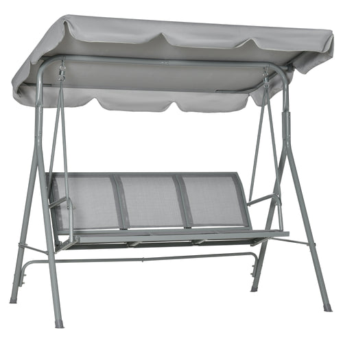 Balançoire de jardin 3 places Hollywoodschaukel avec toit en métal gris+argent 170 x 110 x 153 cm