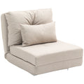 Chauffeuse canapé-lit convertible fauteuil 1 place avec 1 coussin avec dossier réglable, beige