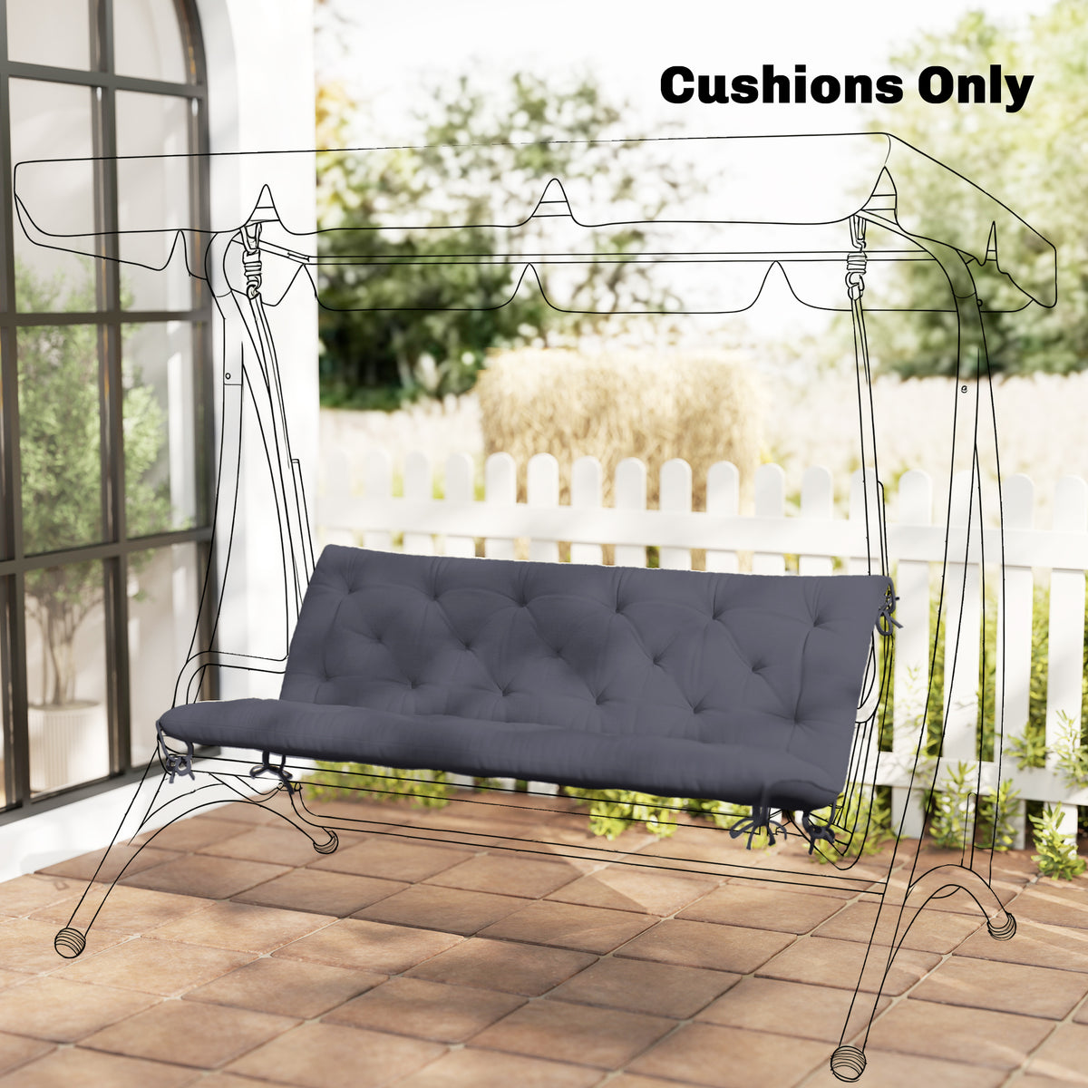 Coussin de banc matelas assise dossier pour banc de jardin coussin balancelle canapé 3 places grand confort 150 x 98 x 8 cm gris