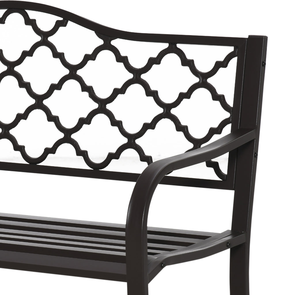 Banc 3 Places de Jardin terrasse Style Rural Chic 128L x 60l x 89H cm métal époxy anticorrosion Fonte Brun