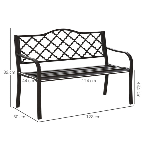 Banc 3 Places de Jardin terrasse Style Rural Chic 128L x 60l x 89H cm métal époxy anticorrosion Fonte Brun