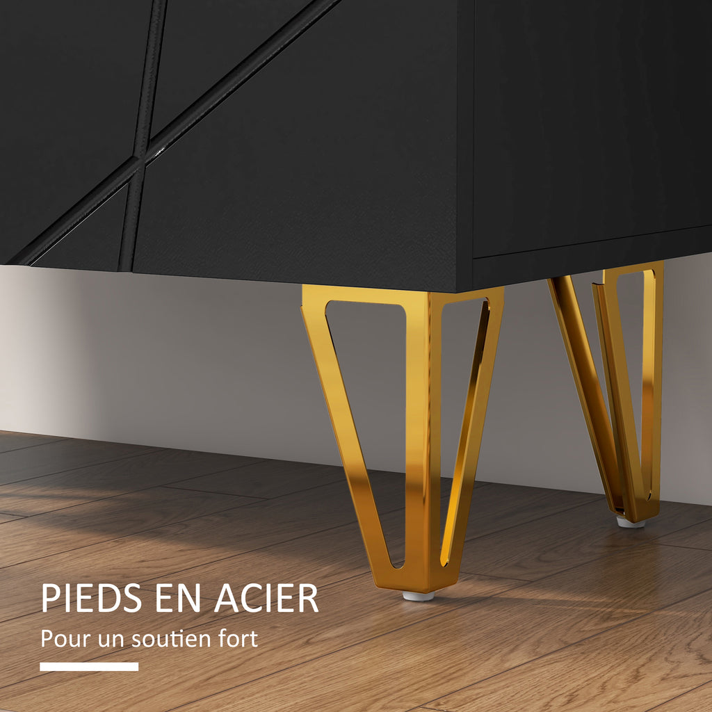 Meuble à chaussures meuble de rangement à chaussures 2 portes étagères réglables 72 x 31,5 x 95 cm noir laqué