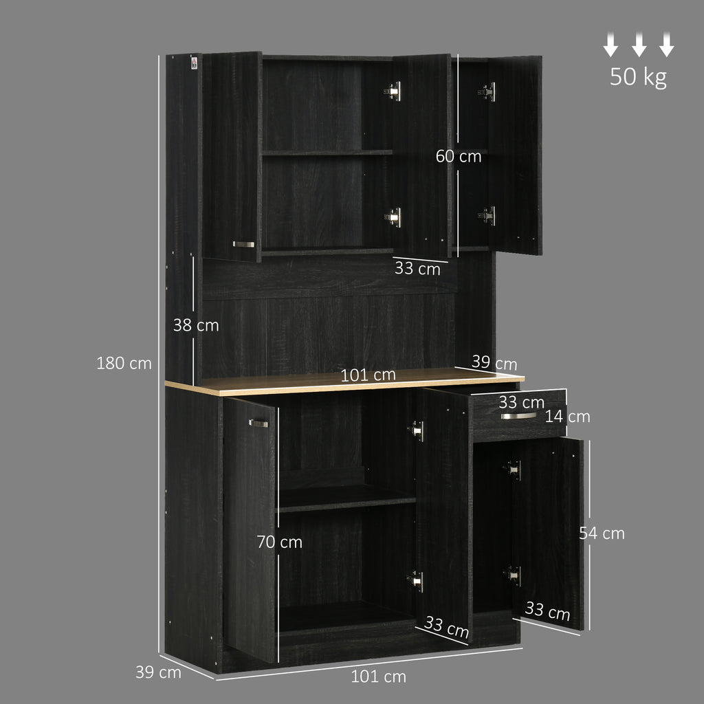 Buffet de cuisine armoire de cuisine contemporaine multi-rangements 6 portes 1 tiroir + grand plateau