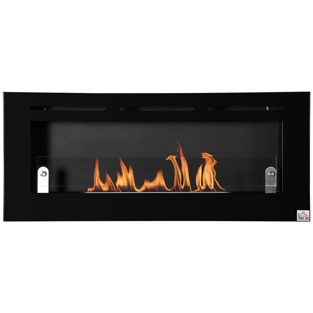 Cheminée bioéthanol Murale encastrable brûleur 2,8 L, environ 3,5 h de durée de combustion dim. 102L x 16l x 43H cm Couverture 25-30 m² Métal