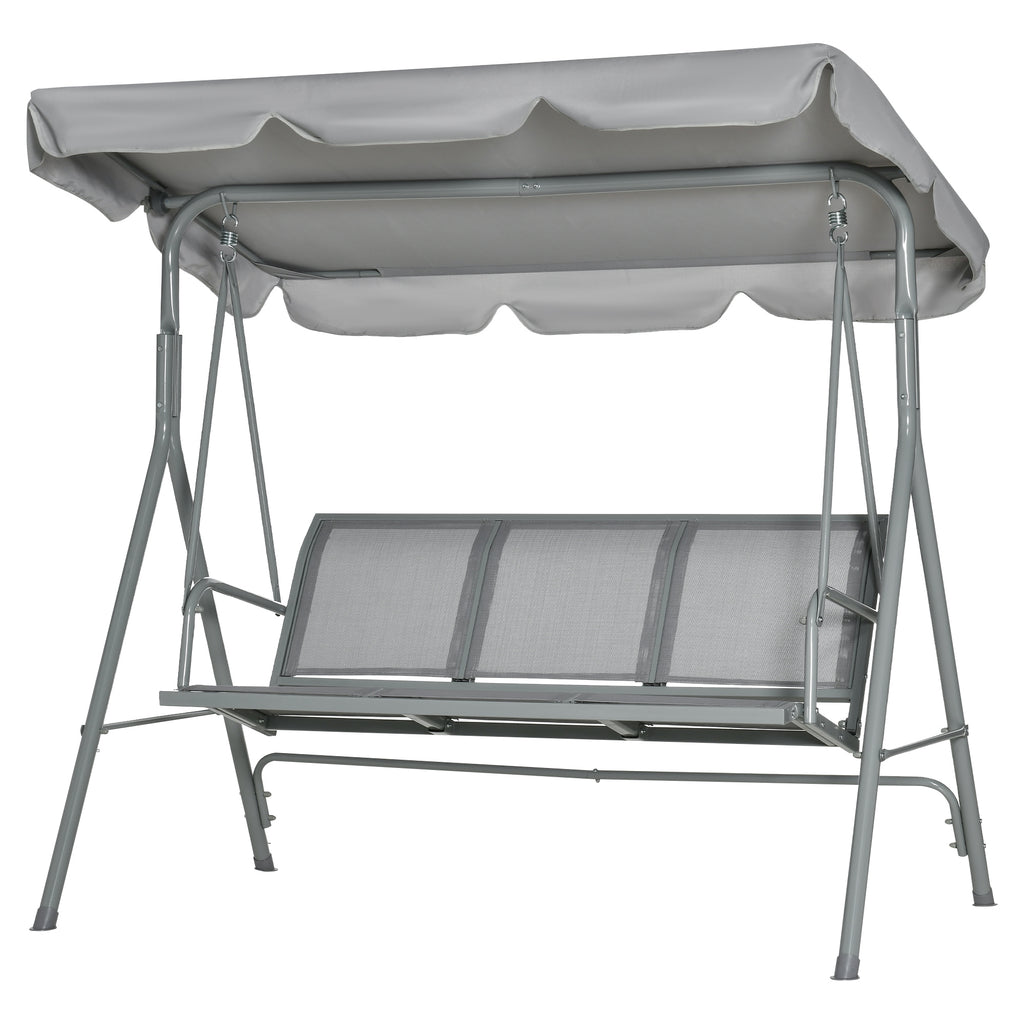 Balançoire de jardin 3 places Hollywoodschaukel avec toit en métal gris+argent 170 x 110 x 153 cm