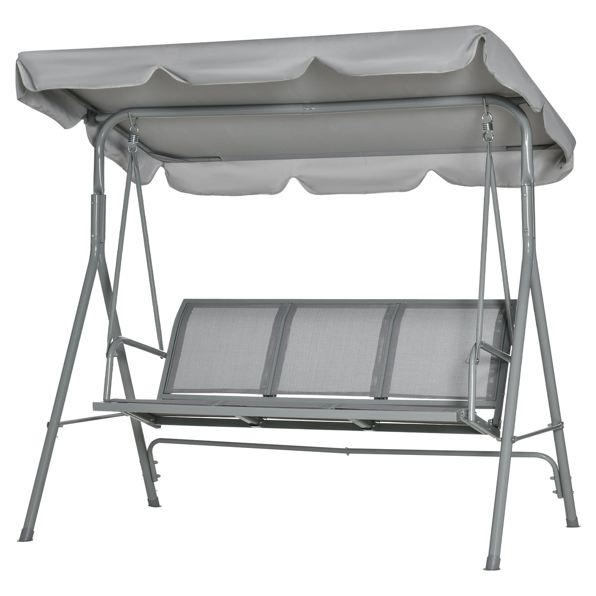 Balançoire de jardin 3 places Hollywoodschaukel avec toit en métal gris+argent 170 x 110 x 153 cm