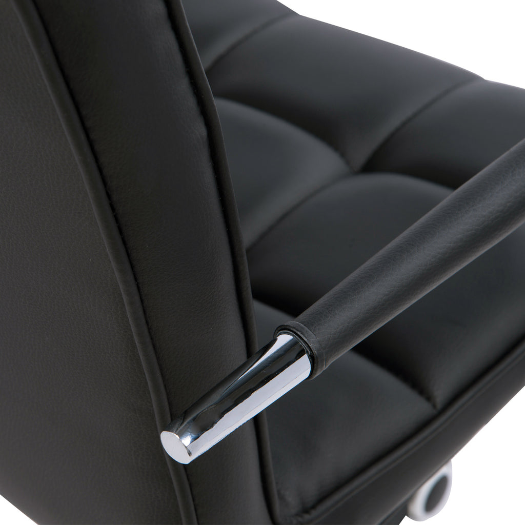 Chaise de bureau fauteuil manager pivotant hauteur réglable revêtement synthétique capitonné noir