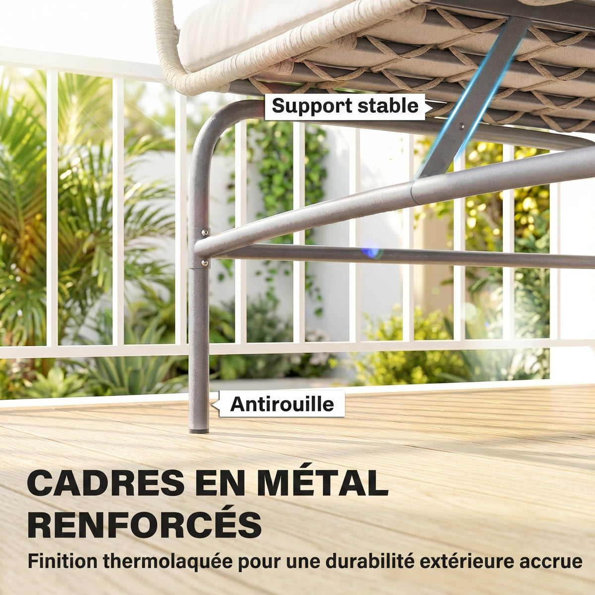 Canapé de Jardin 2 Places en Résine Tressée Coussins Épais Anti-glisse 120 x 67 x 79 cm Marron