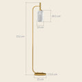Lampadaire sur pied salon lampe sur pied avec abat-jour en verre texturé interrupteur à pied 29 x 25 x 152 cm métal or
