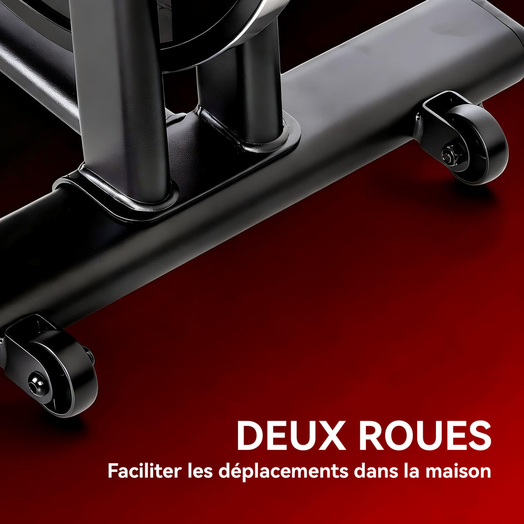 Vélo d'Appartement, Vélo d'Exercice, Résistance Magnétique Réglable, Écran LCD, Siège Confortable, 108x51x116cm, Blanc