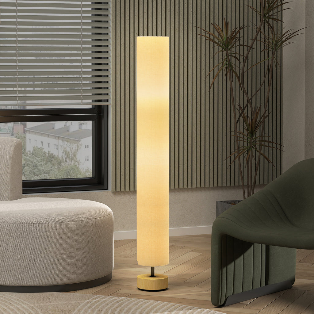 Lampadaire sur pied de salon avec abat-jour en lin, interrupteur à pied, 2 x douille E27, 120 cm, beige