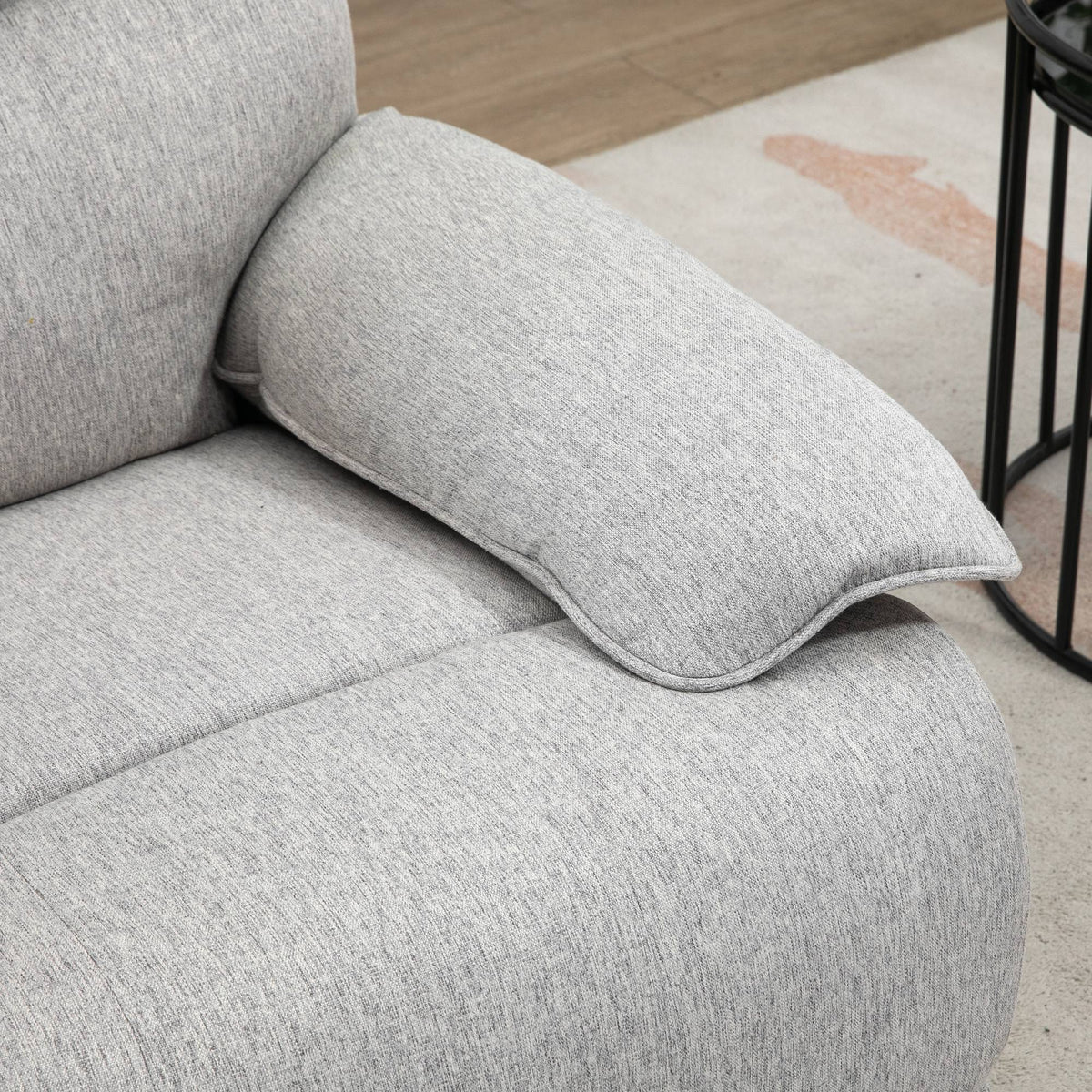 Fauteuil de relaxation inclinable manuellement avec repose-pied ajustable tissu aspect lin gris clair