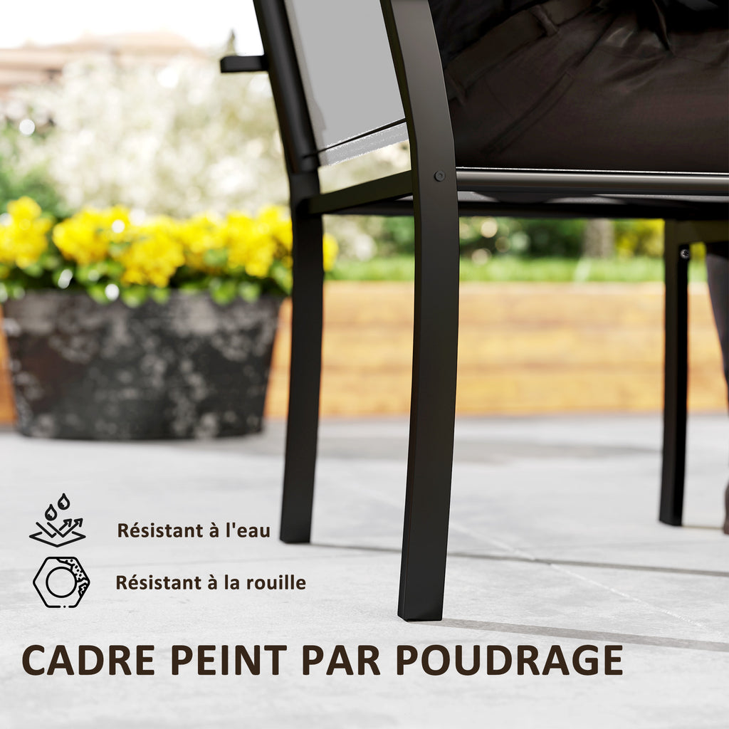 Lot de 2 chaises de jardin chaises empilables d'extérieur avec accoudoirs, cadre en acier 60 x 65 x 85 cm gris clair