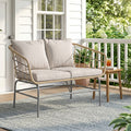 Canapé de Jardin 2 Places en Résine Tressée Coussins Épais Anti-glisse 120 x 67 x 79 cm Marron