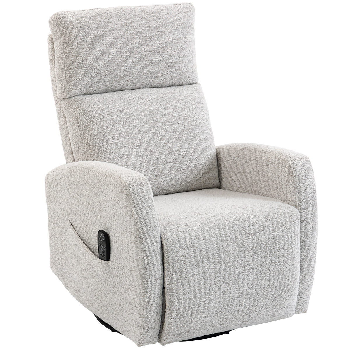 Fauteuil inclinable de massage et chauffage, fauteuil de relaxation en chenille, dossier réglable, pivotant 360°, crème