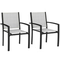 Lot de 2 chaises de jardin chaises empilables d'extérieur avec accoudoirs, cadre en acier 60 x 65 x 85 cm gris clair