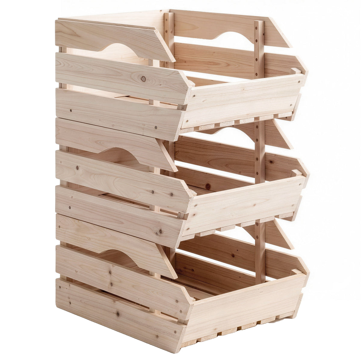 Support de Corbeille à Fruits en Bois de Sapin à 3 Étages Amovibles, pour Fruits et Légumes, 27x37,5x60cm, Naturel