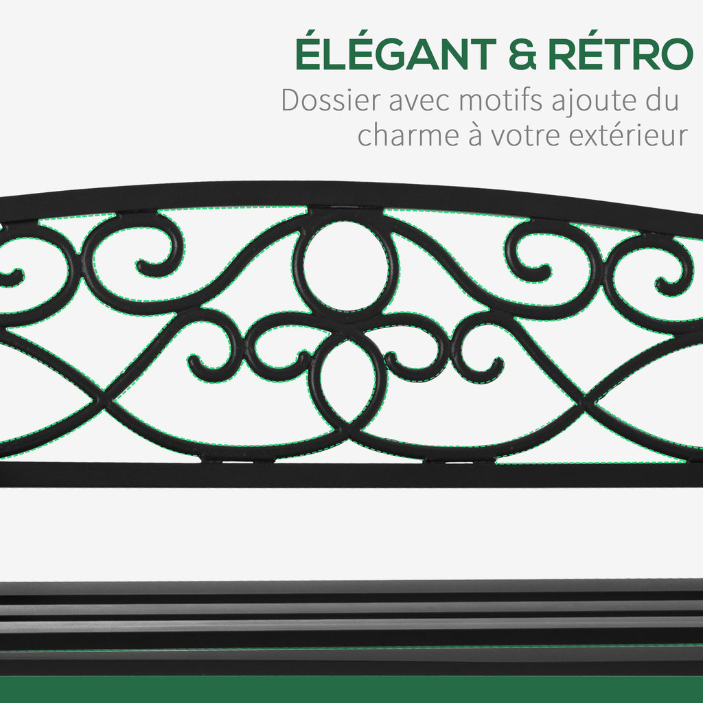 Banc de jardin 2 places banquette extérieur terrasse patio dossier incliné assise à lattes accoudoirs