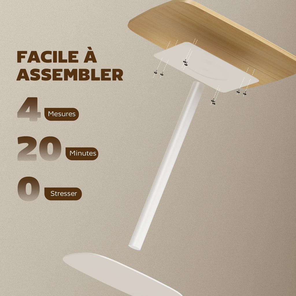 Table à manger carrée pour 2 personnes table de cuisine plateau en effet bois base carrée 60x60x75cm effet bois naturel