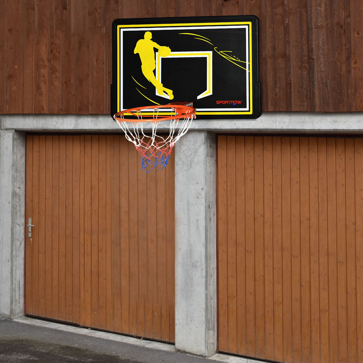 Panier de basket mural panier de basket extérieur panneau incassable filet anti-déchirure 110 x 90 x 70 cm noir