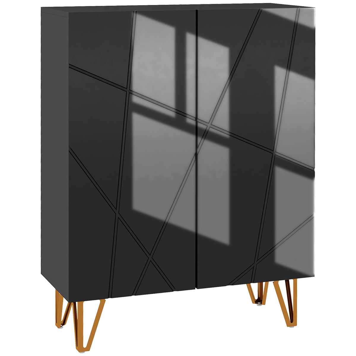 Meuble à chaussures meuble de rangement à chaussures 2 portes étagères réglables 72 x 31,5 x 95 cm noir laqué