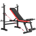 Banc de musculation complet multifonction avec dossier réglable, repose-jambes et support de poids 147x109x122cm noir