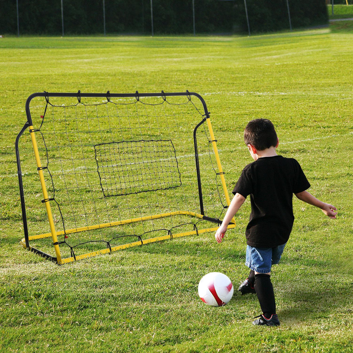 Filet de rebond de football, 184L x 123H cm, rebondisseur de football, 5 angles réglables de 60° à 90°,  jaune et noir