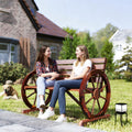 Banc de Jardin banc 3 places banc en bois Style Rustique Chic accoudoirs Roues Charette Bois Sapin traité carbonisation