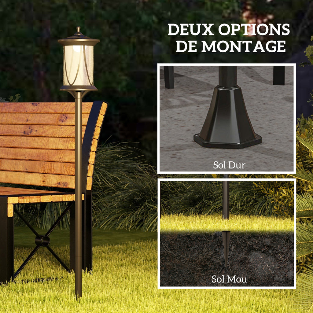 Lampadaire solaire extérieur lampadaire de jardin LED avec interrupteur marche/arrêt 17 x 17 x 127 cm noir