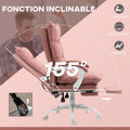 Fauteuil de bureau massant et chauffant, chaise de bureau, hauteur réglable, dossier inclinable, 66x74x121,5cm rose