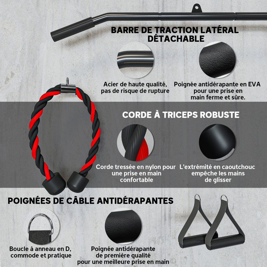 Poulie musculation maison, cable machine musculation exercices de flexion des biceps, des triceps et des bras