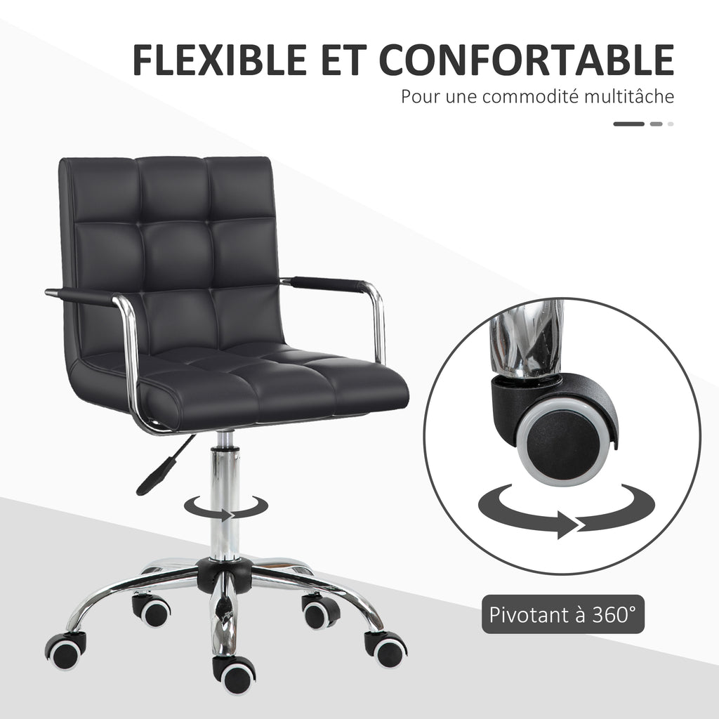 Chaise de bureau fauteuil manager pivotant hauteur réglable revêtement synthétique capitonné noir