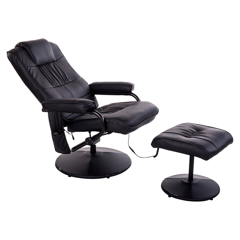 Fauteuil de Massage et Relaxation électrique pivotant inclinable avec Repose-Pied revêtement synthétique Noir