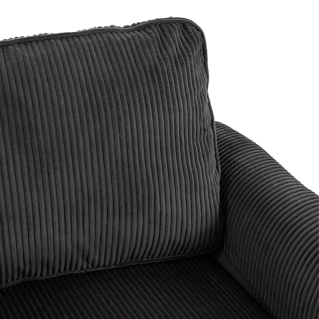 Fauteuil de salon en velours côtelé, canapé 1 place rembourré, assise large, coussin à ressorts, 83x74x87cm, Gris Foncé
