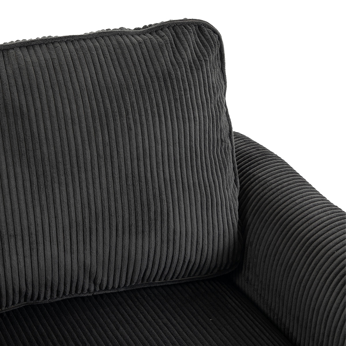 Fauteuil de salon en velours côtelé, canapé 1 place rembourré, assise large, coussin à ressorts, 83x74x87cm, Gris Foncé