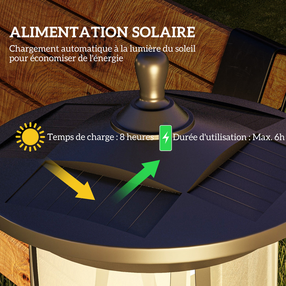 Lampadaire solaire extérieur lampadaire de jardin LED avec interrupteur marche/arrêt 17 x 17 x 127 cm noir