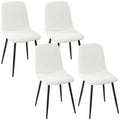 Lot de 4 chaises de salle à manger rembourrées avec dossier haut, pieds en acier et tissu effet velours, crème