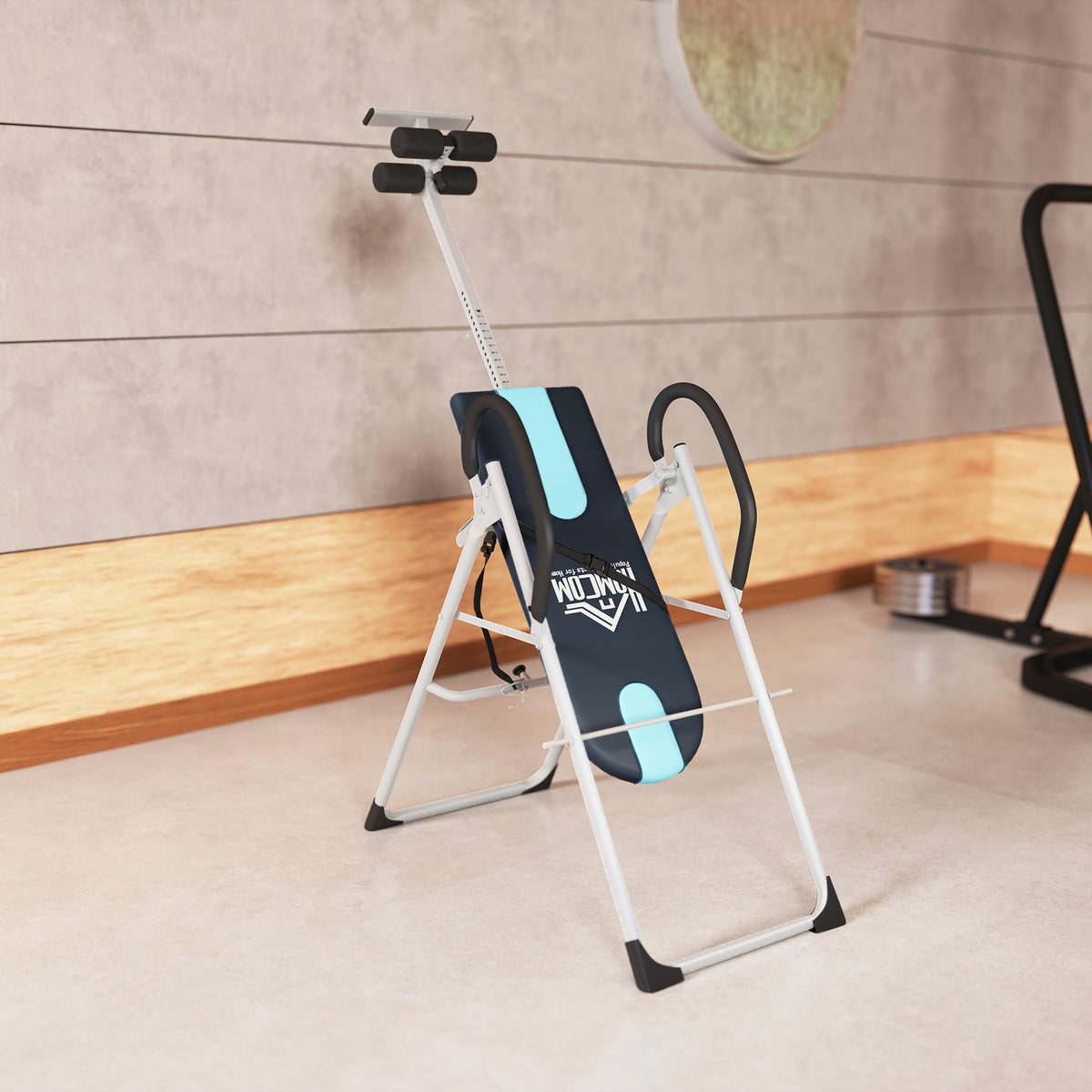 Table d'inversion de musculation pliable ceinture de sécurité réglable acier coloris argent noir
