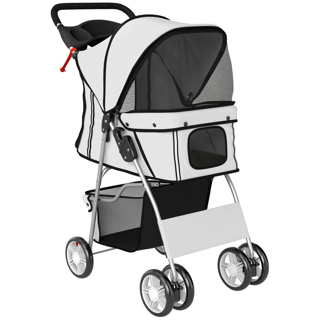 Poussette buggy pliable animaux chariot pliante chien chat porte-gobelet panier de rangement 77 x 44 x 102 cm gris