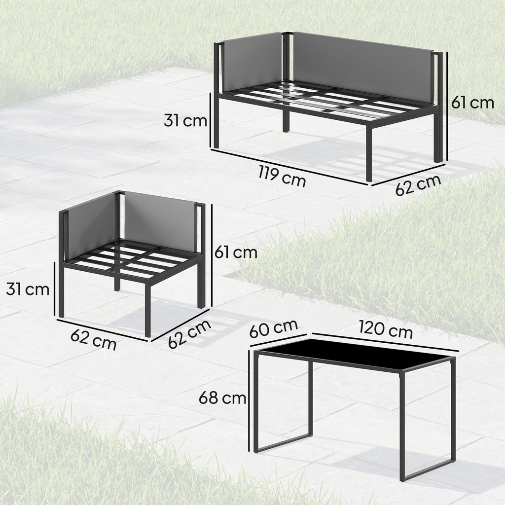 Salon de Jardin Canapé d'Angle Extérieur 6 Pièces Coussins 10cm Table Haute et 2 Repose-pieds Gris