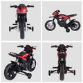 Moto électrique pour Enfants de 3-6 ans 25 W 6 V 3 Km/h Effets Lumineux et sonores roulettes Amovibles Charge max. 30 kg Rouge