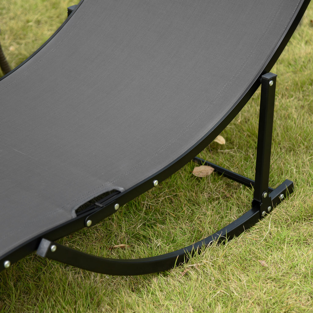 Lot de 2 bains de soleil pliables, chaise longue jardin extérieur en aluminium et textilène anthracite