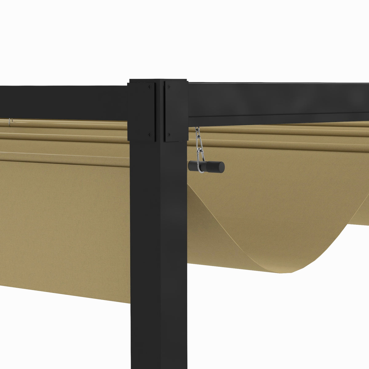 Pergola coulissante Pergola rétractable 3 x 2 m structure métal époxy anticorrosion toile polyester 180 g/m² kaki