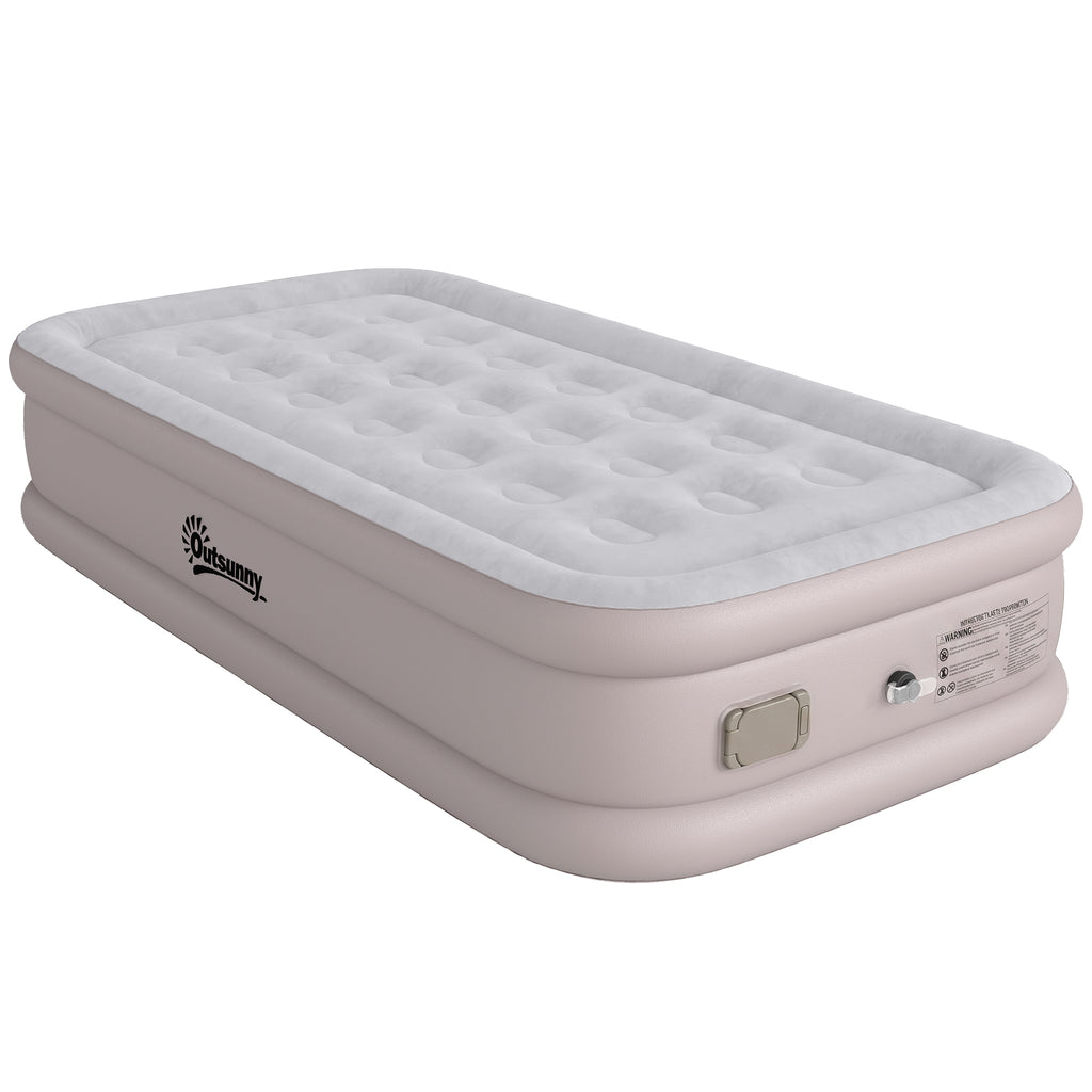 Matelas Gonflable, Pompe Électrique Intégrée, Surface Floqué , Imperméable 5000 mm, Sac Transport, 190x97x39cm, Kaki
