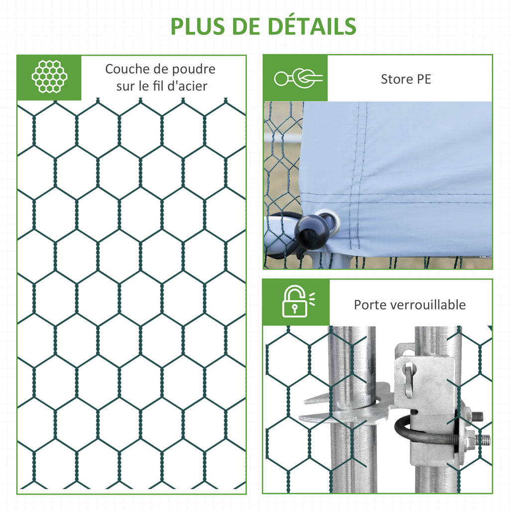 Enclos poulailler chenil volière extérieur 18 m² - Parc grillagé dim. 6L x 3l x 2H m Acier galvanisé